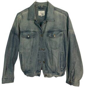 YMI Womens Medium‎ Light Wash Denim Jacket With Button Front & Elastic Waist